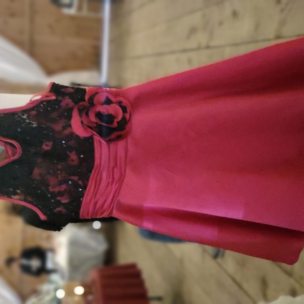 Elegant Pink and Black Floral Dress